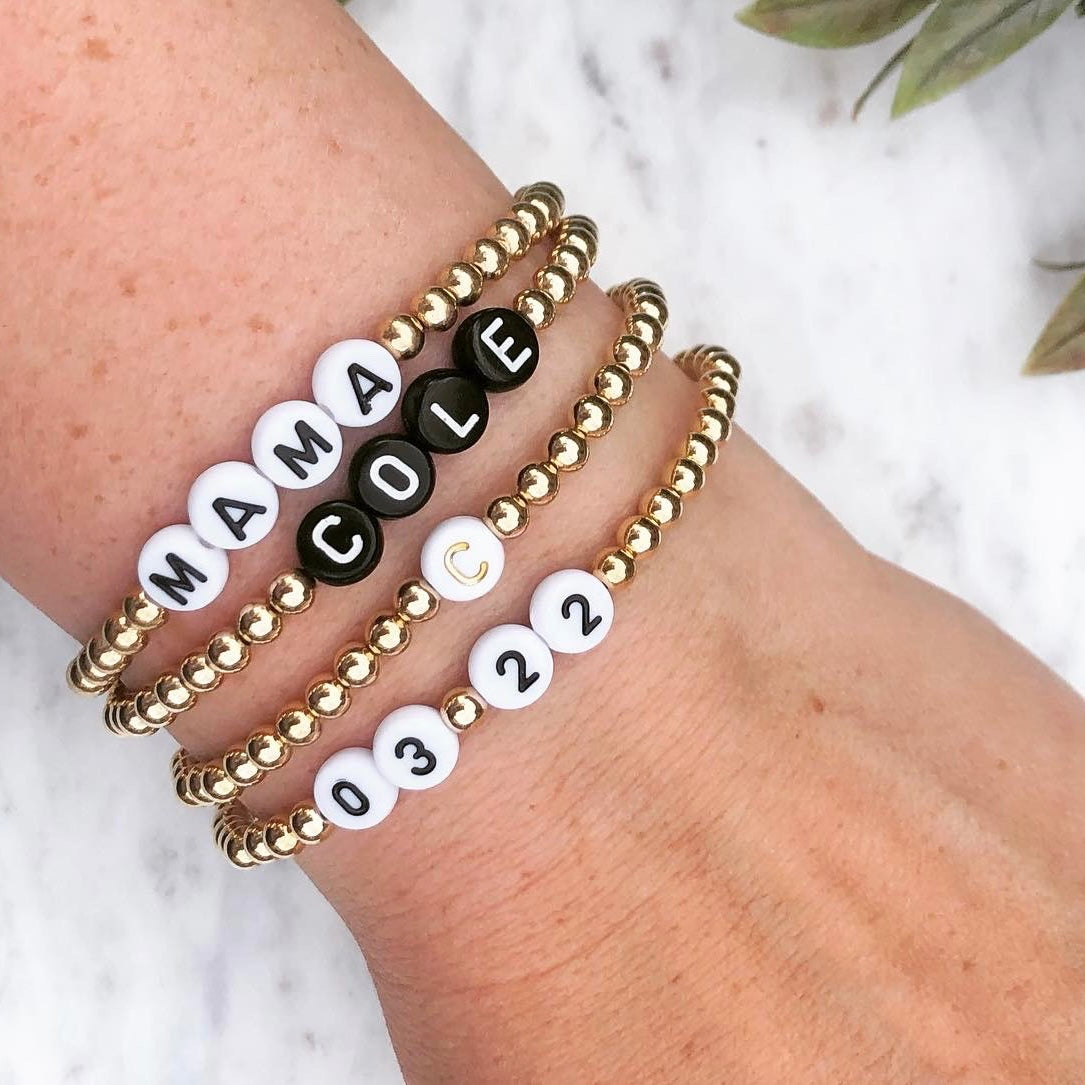 4mm Personalized Maya Bracelet- Gold Filled