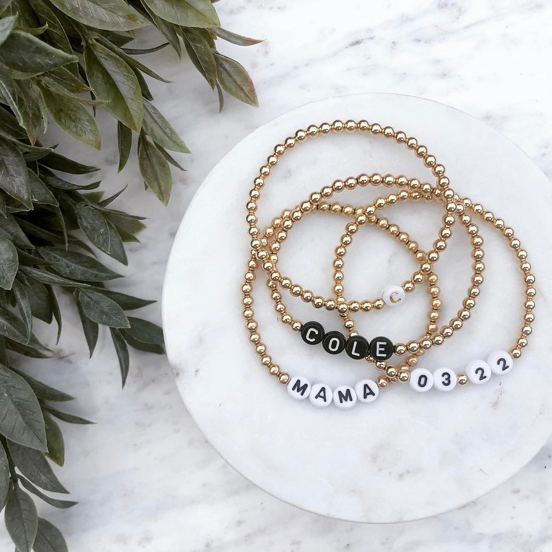 4mm Personalized Maya Bracelet- Gold Filled