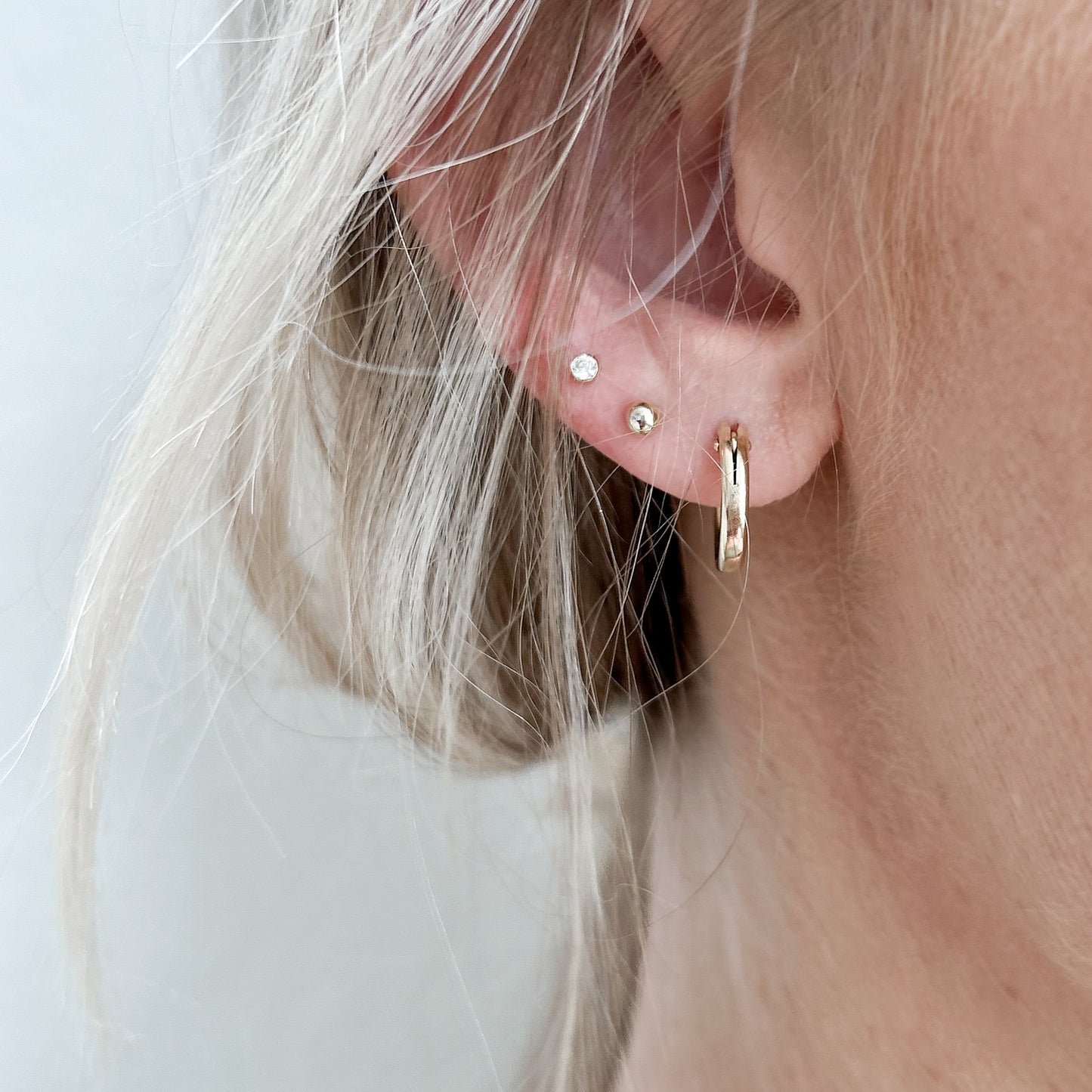 2mm CZ Bezel Stud Earrings