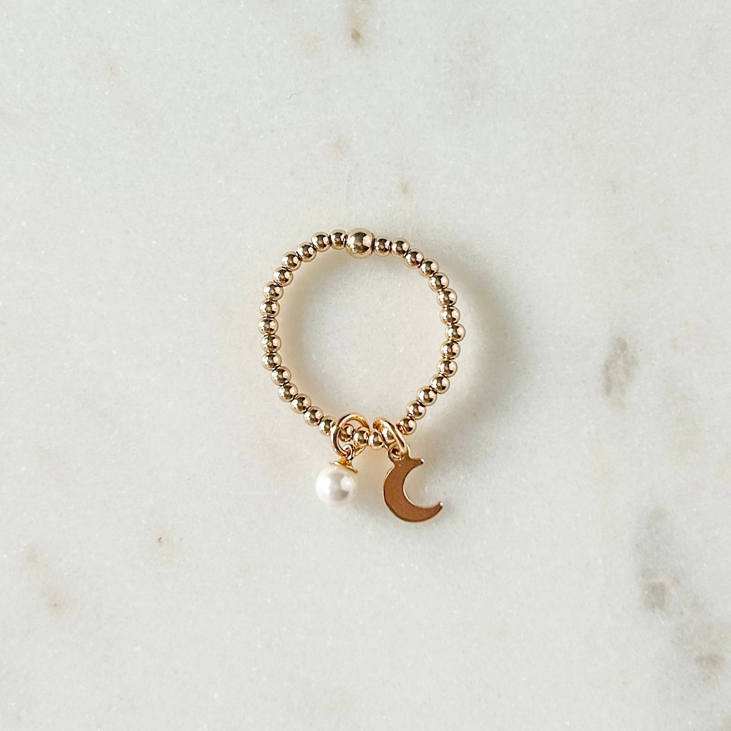 Maya Ring with Pearl and Moon Charm