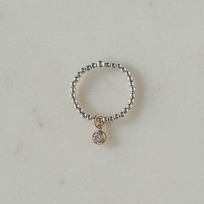 Sterling Silver Maya Ring with Gold Filled CZ Charm