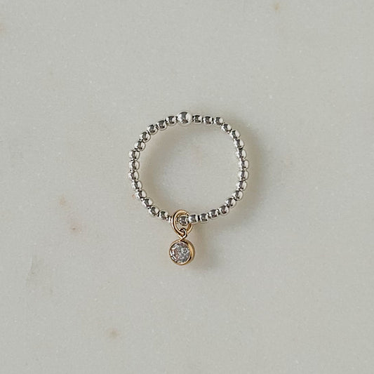 Sterling Silver Maya Ring with Gold Filled CZ Charm