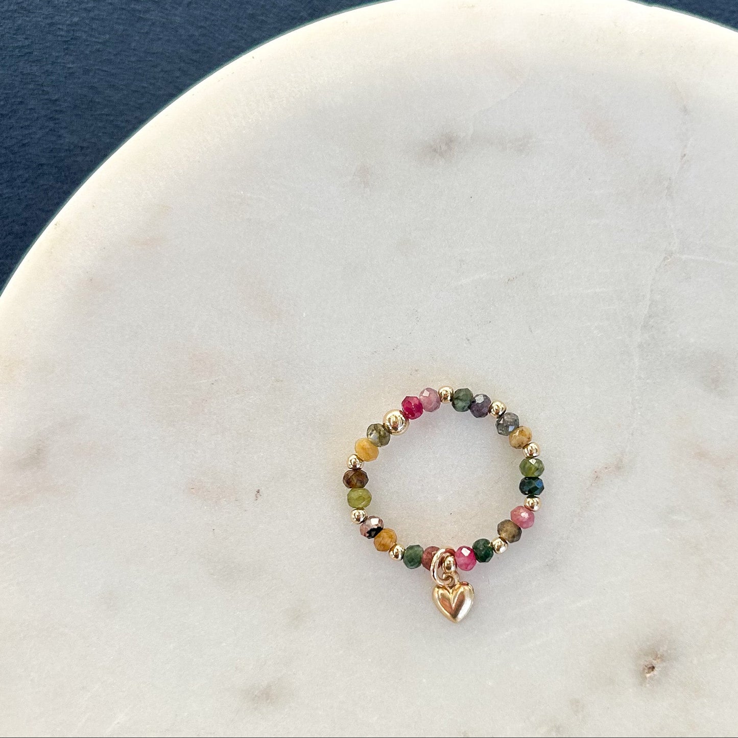 Bordeaux Ring with Heart Charm