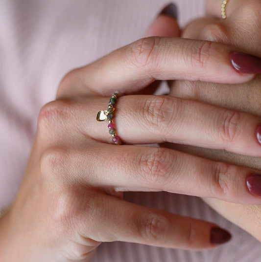 Bordeaux Ring with Heart Charm