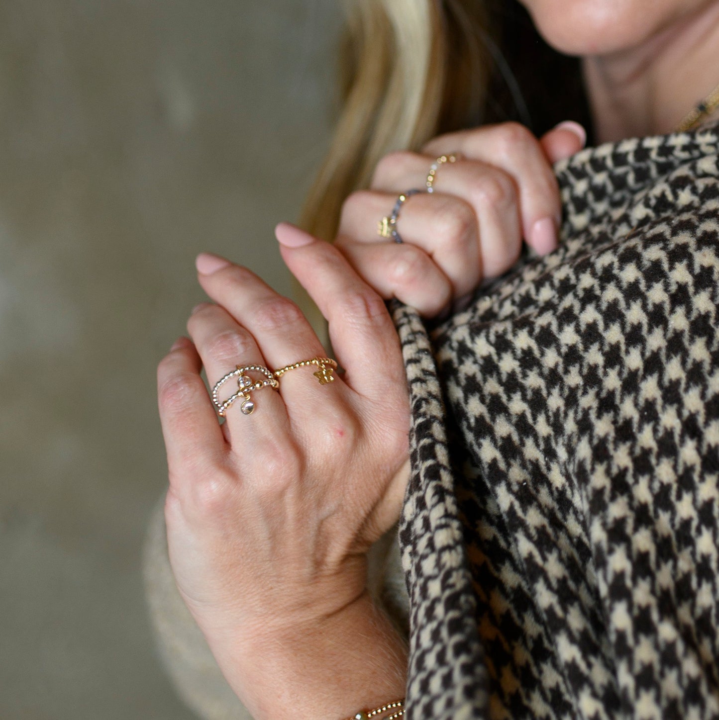 Sterling Silver Maya Ring with Gold Filled CZ Charm