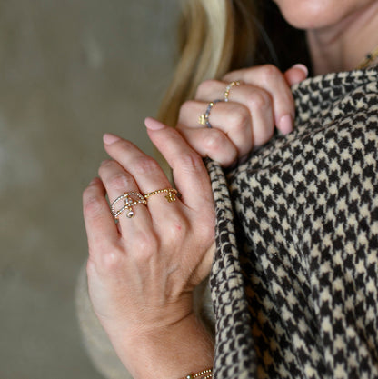 Sterling Silver Maya Ring with Gold Filled CZ Charm